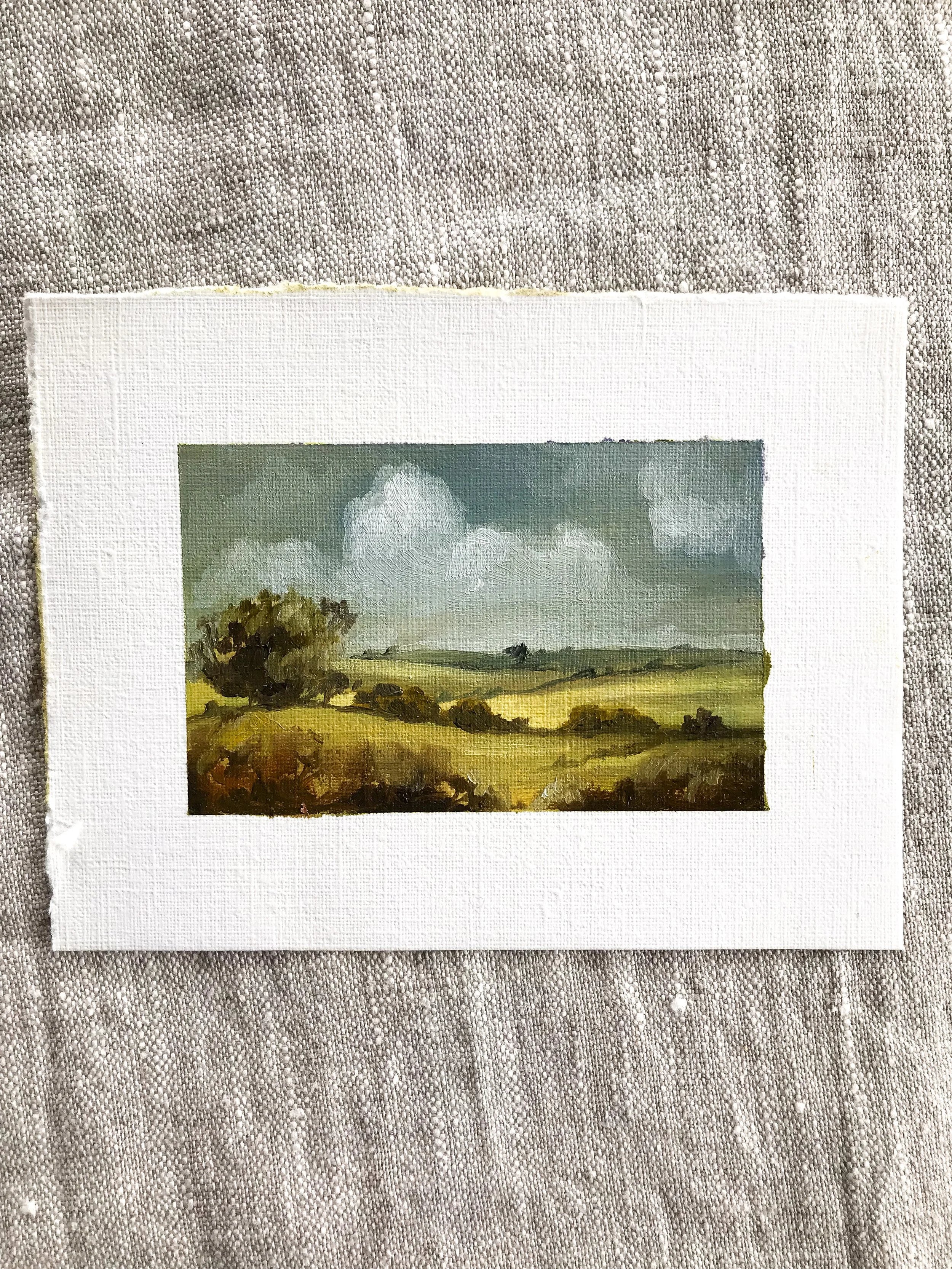'Spring Fields' - Oil on paper original